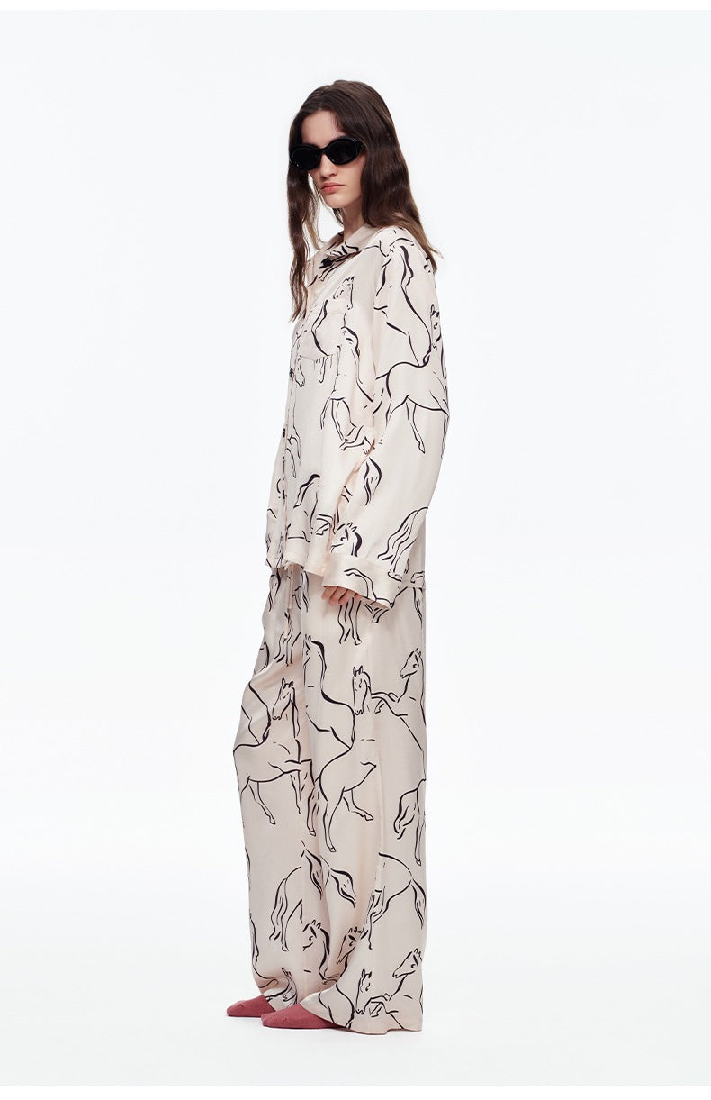 Printed Long Sleeve Pajama Set | Skin-Friendly Comfort Loungewear