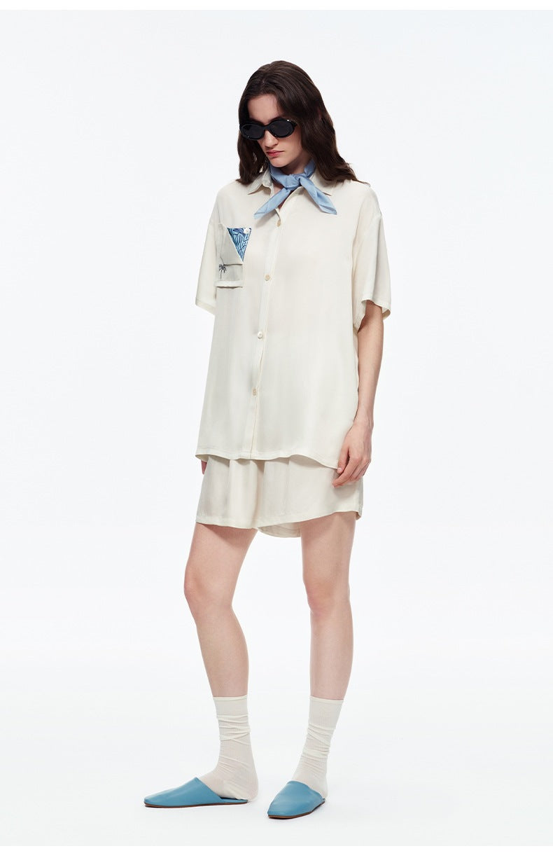 Satin Shirt & Shorts Pajama Set | Women's Summer Loungewear