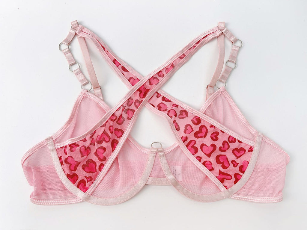 Leopard Print Mesh Lingerie Set with Chain, Gloves & Leg Ring
