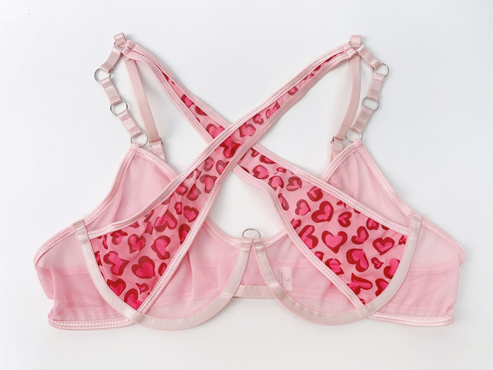 Leopard Print Mesh Lingerie Set with Chain, Gloves & Leg Ring