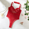 Metal Halter Neck Sheer Mesh Lift Transparent Bodysuit Set