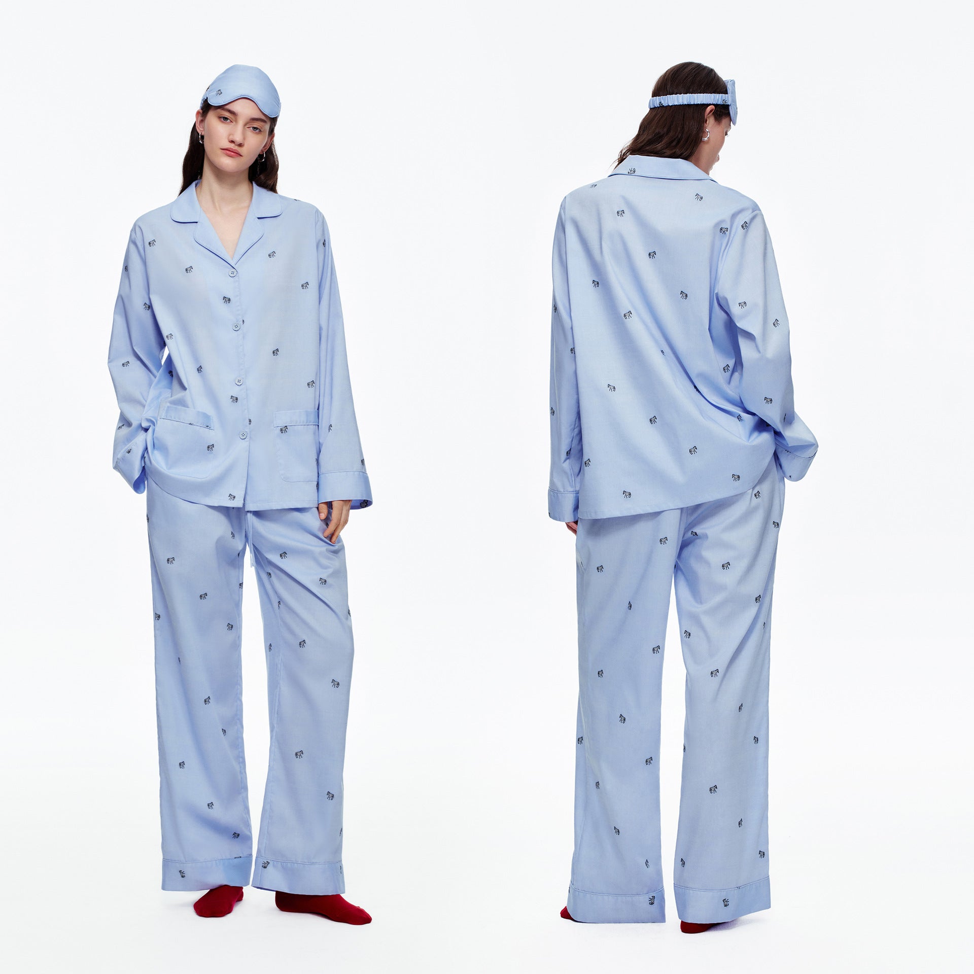 Blue Zebra Print Luxury Two-Piece Loungewear Set | Casual Home Outfit