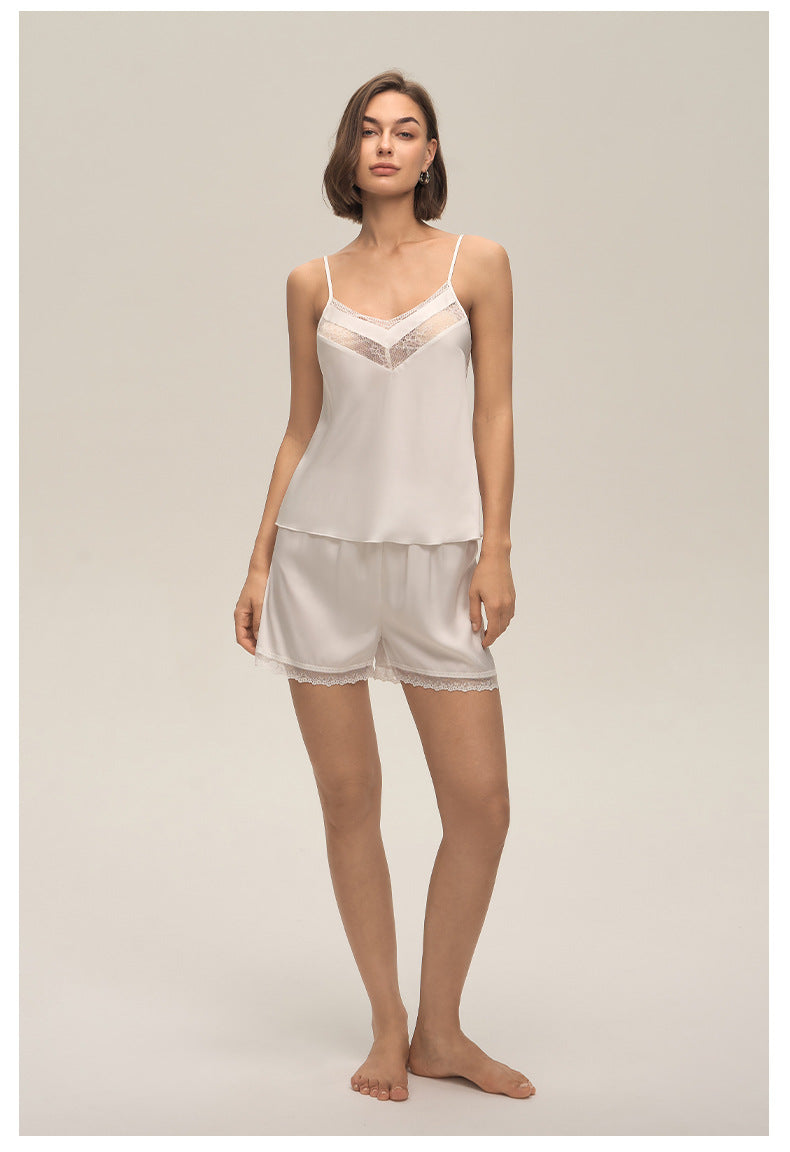Lace Spaghetti Strap Shorts Loungewear Set — Women's Comfort Homewear