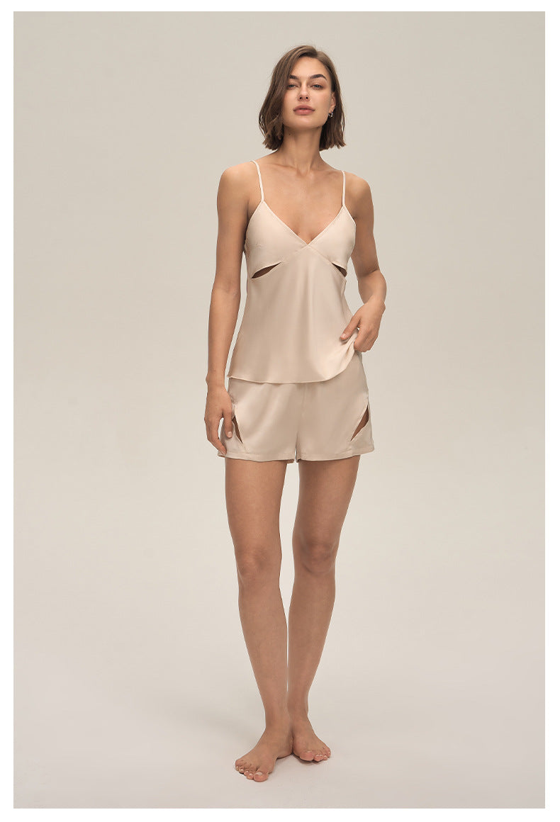Satin Chiffon Camisole Shorts Loungewear Set — Women's Pajamas