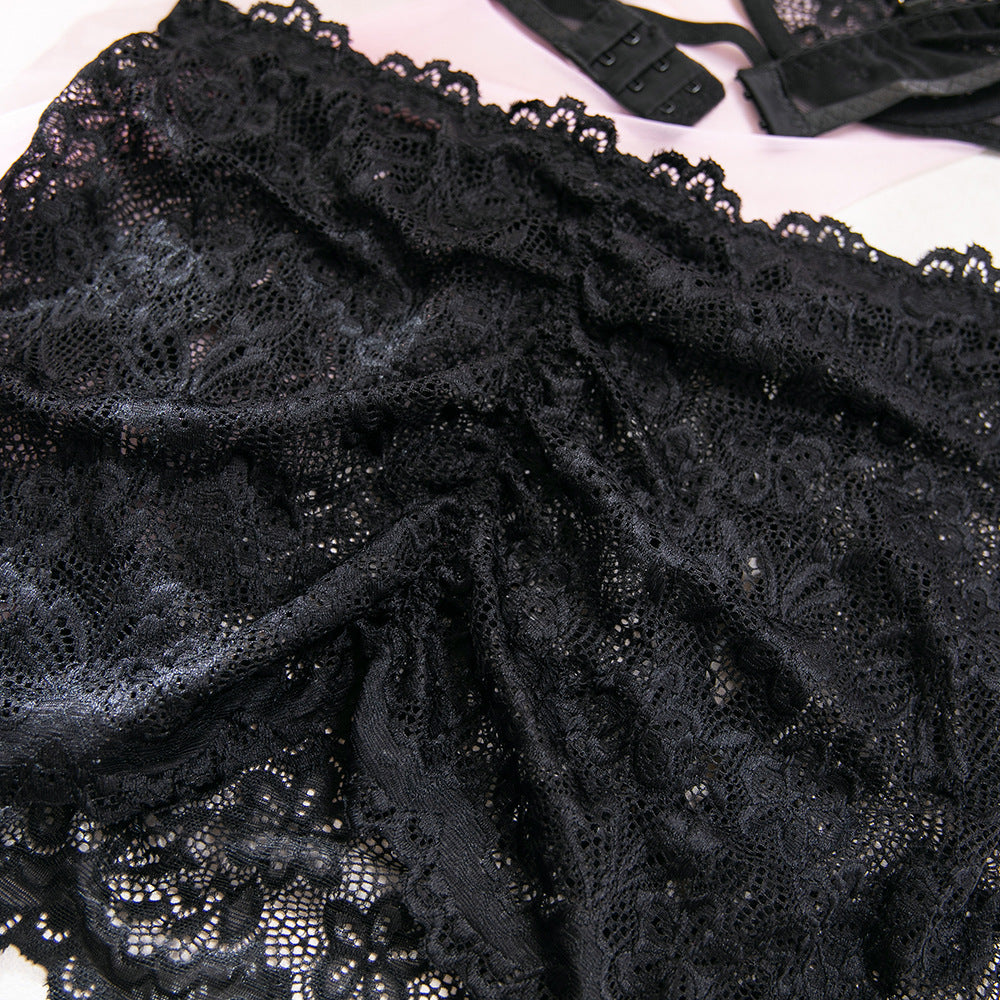 Black Lace Underwire Bra & Bodycon Skirt Set