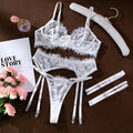 Embroidered Sheer Four-Piece Lingerie Set