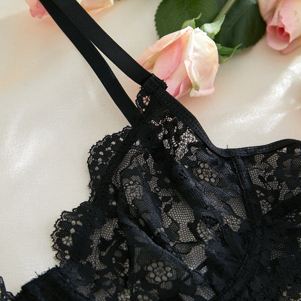 Spaghetti Strap Lace Sheer Sexy Lingerie Set