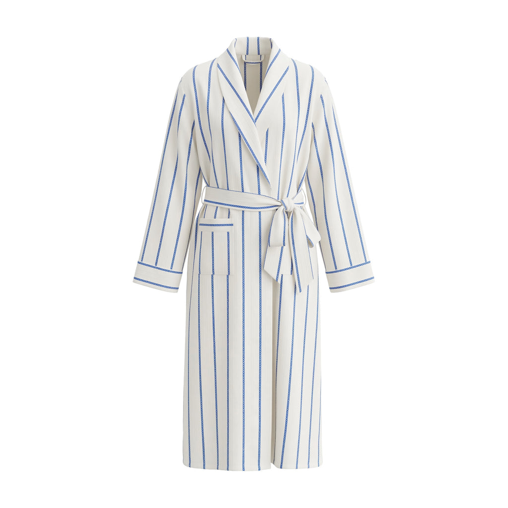 Yarn-Dyed Stripe Long Robe | Classic Cotton-Feel Loungewear