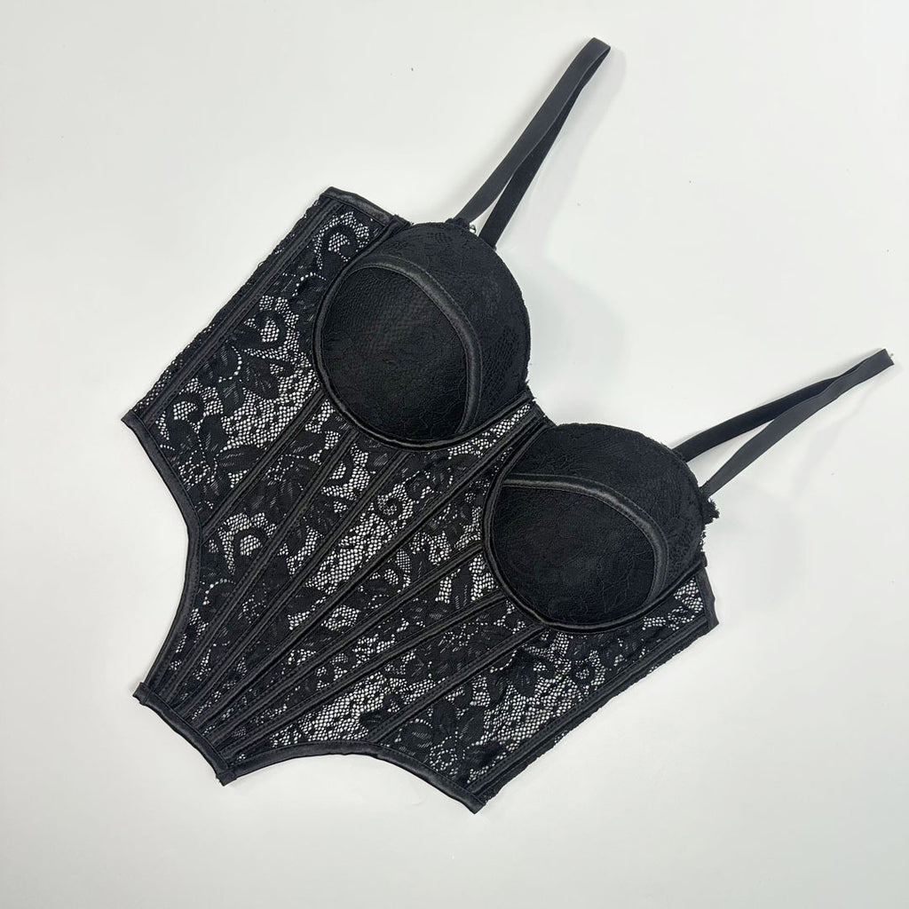 Luxury Lace Trim Fishbone Corset Bra