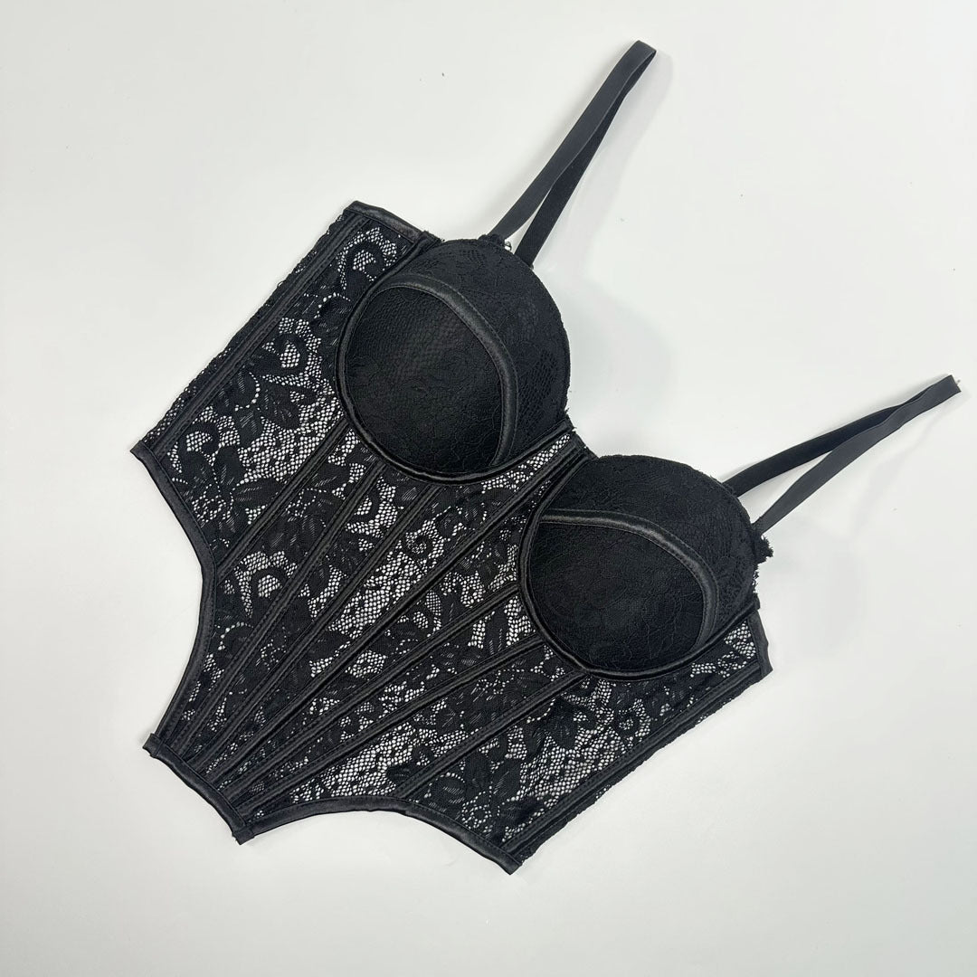 Luxury Lace Trim Fishbone Corset Bra