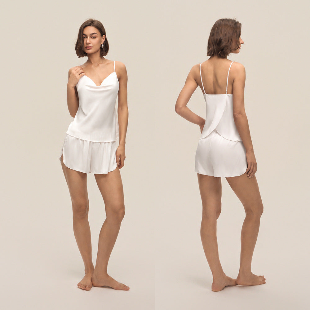 Swing Collar Spaghetti Strap Shorts Loungewear Set — Casual Homewear