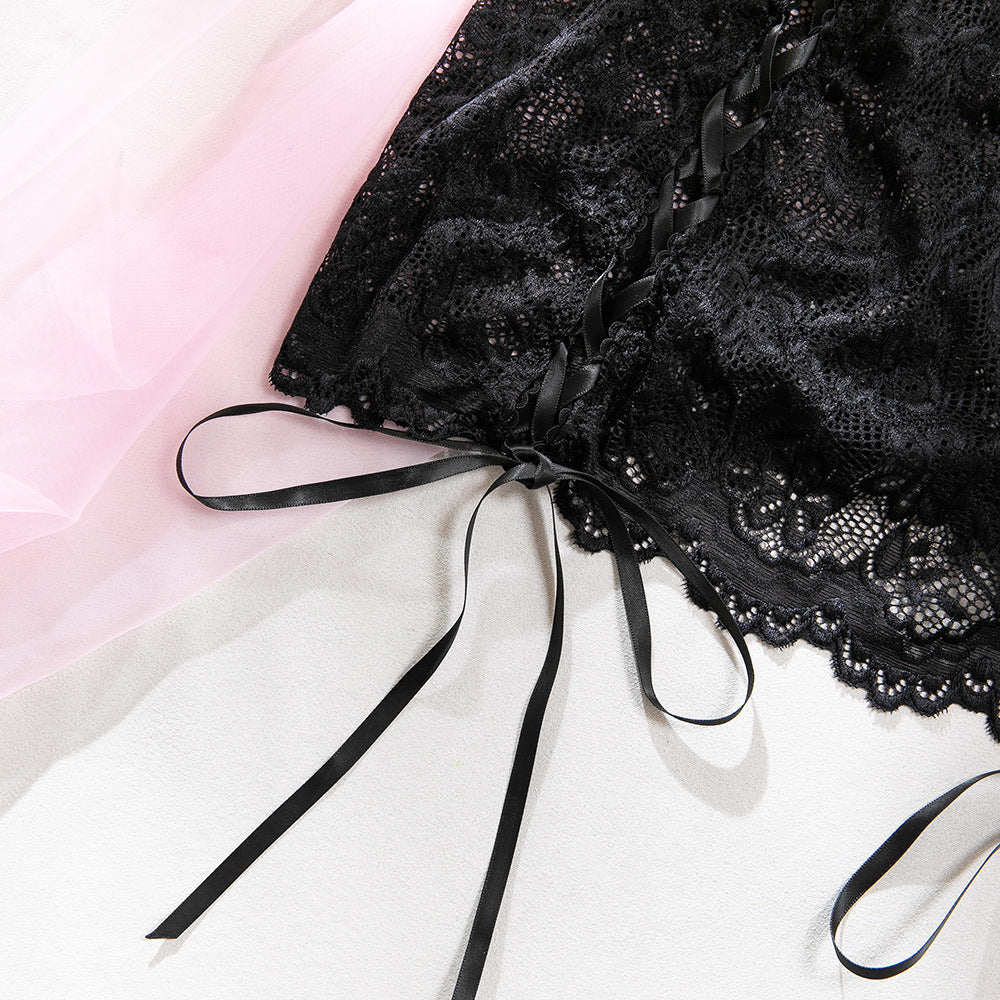 Black Lace Underwire Bra & Bodycon Skirt Set