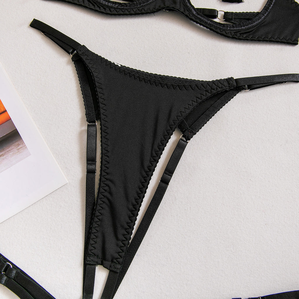Hollow Tassel Open Lingerie Set
