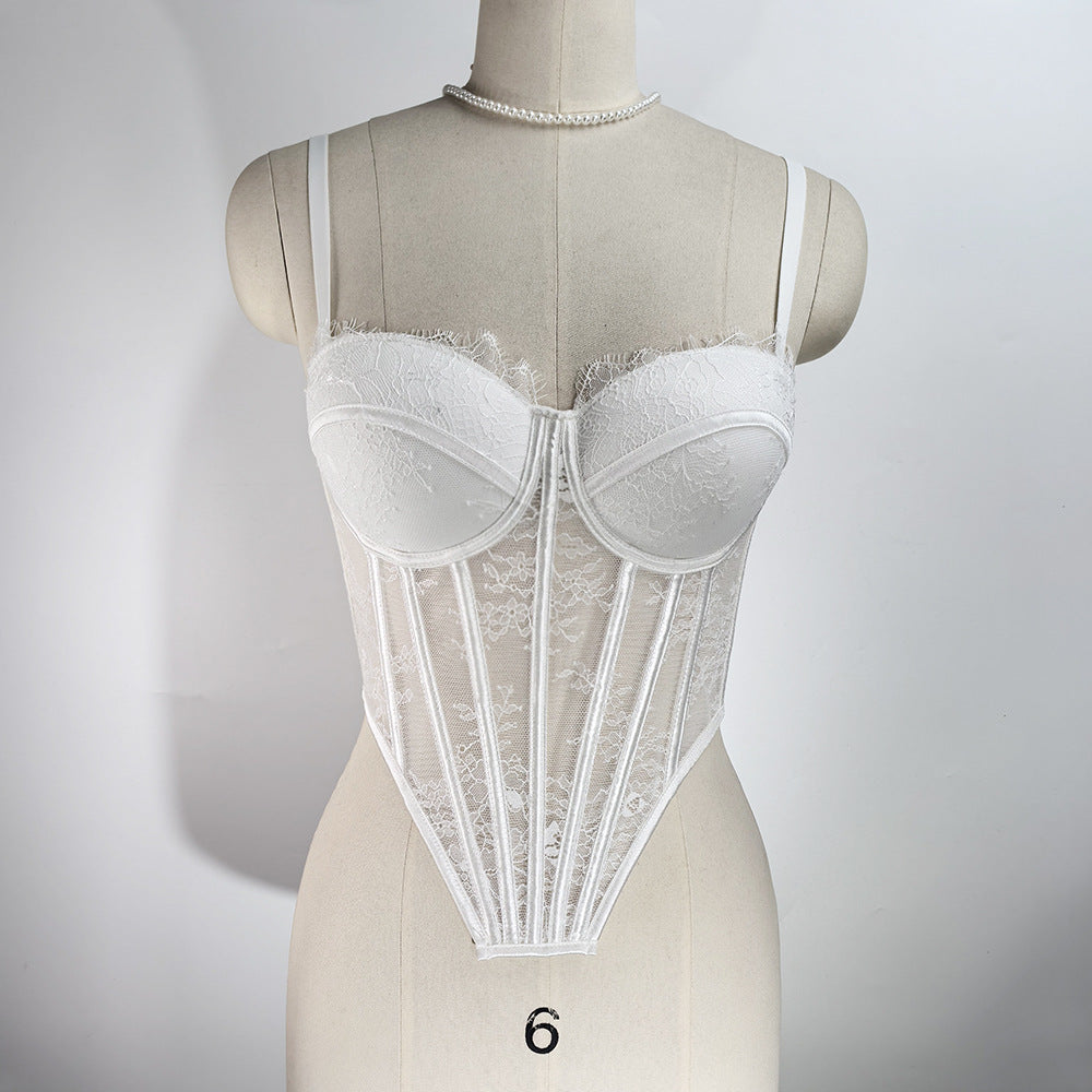 Open Back Lace Fishbone Corset Bra