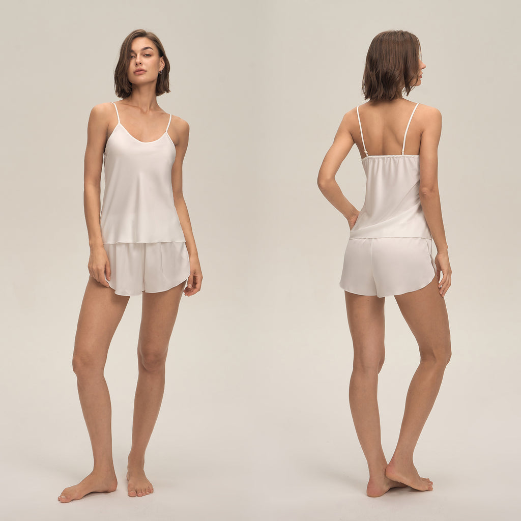 Satin Chiffon Spaghetti Strap Shorts Pajama Set — Sexy Summer Loungewear