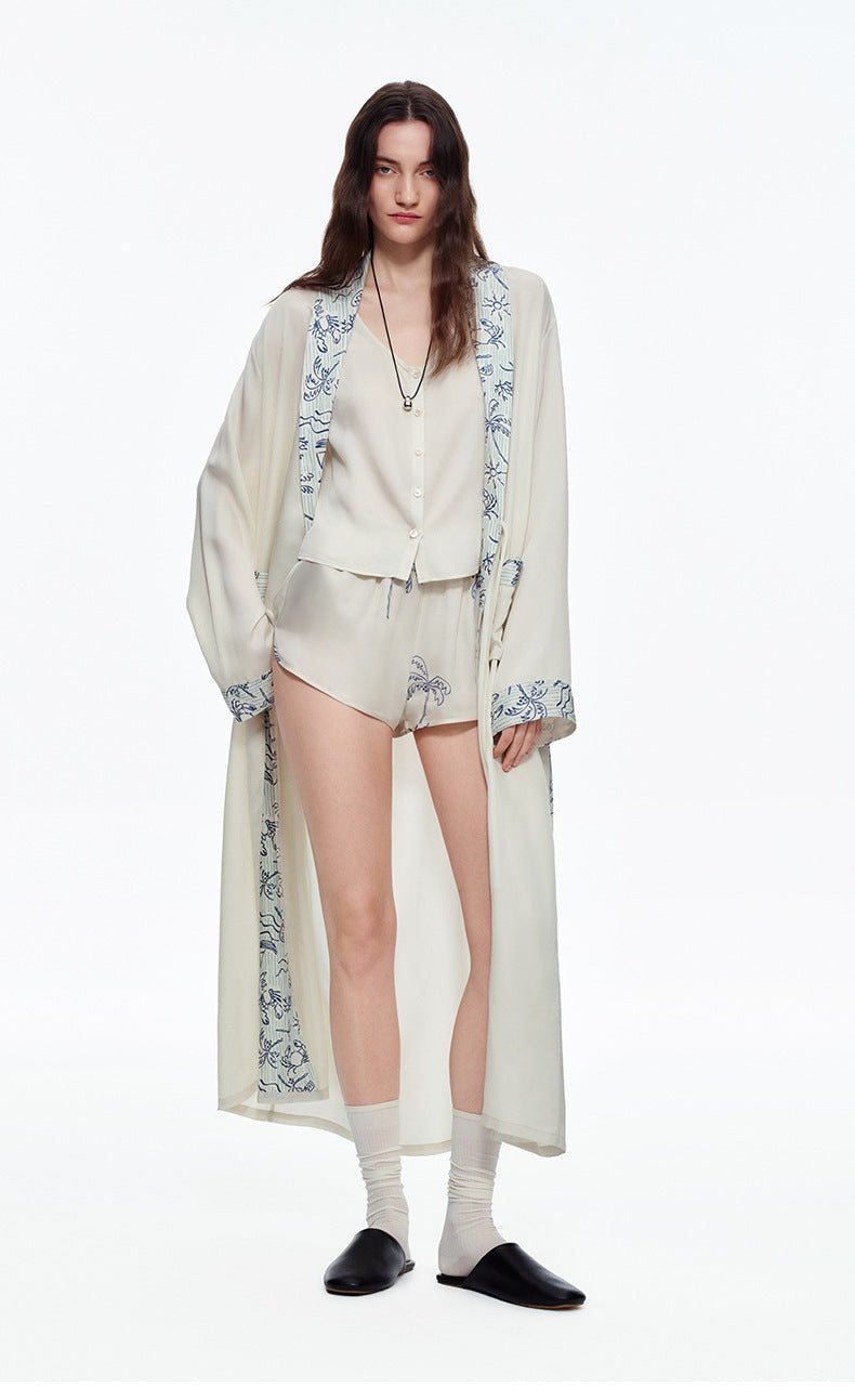 Printed Matte Morning Robe | Lightweight Luxury Sleepwear