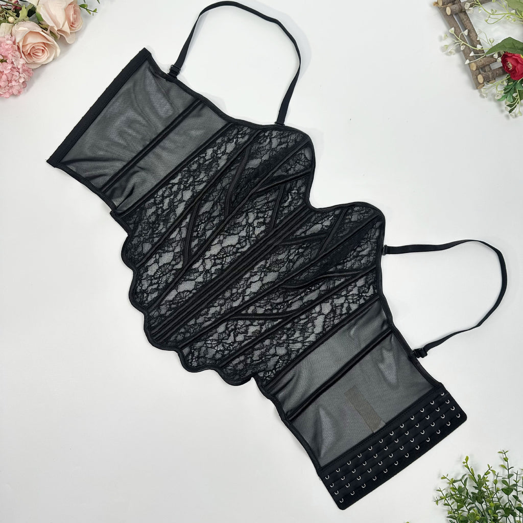 French Style Hollow Lace Fishbone Corset Bra