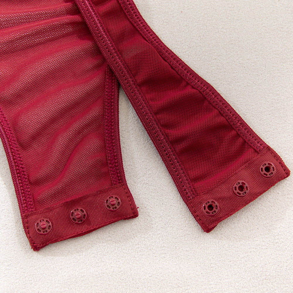 Burgundy Lace Sculpting Waist-Cinching Bodysuit