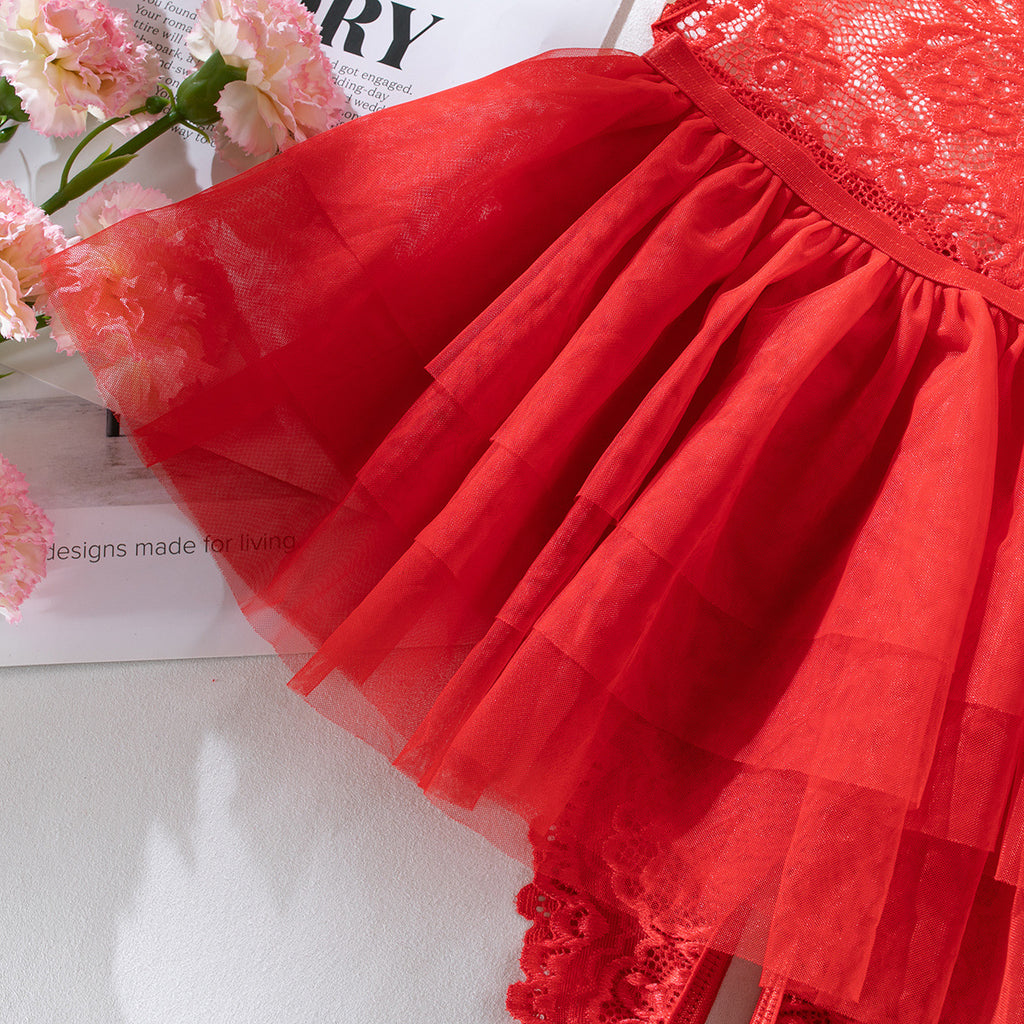 Heart Lace Sheer Backless Pure Desire Babydoll Dress Set