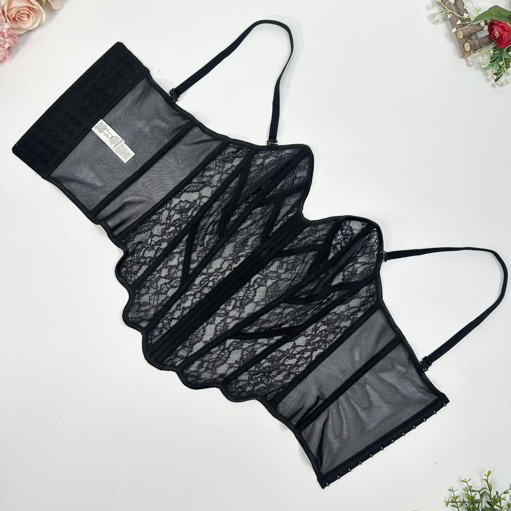 French Style Hollow Lace Fishbone Corset Bra
