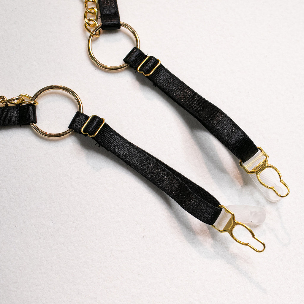 Leather Chain Halter Waist Seal Lingerie Set