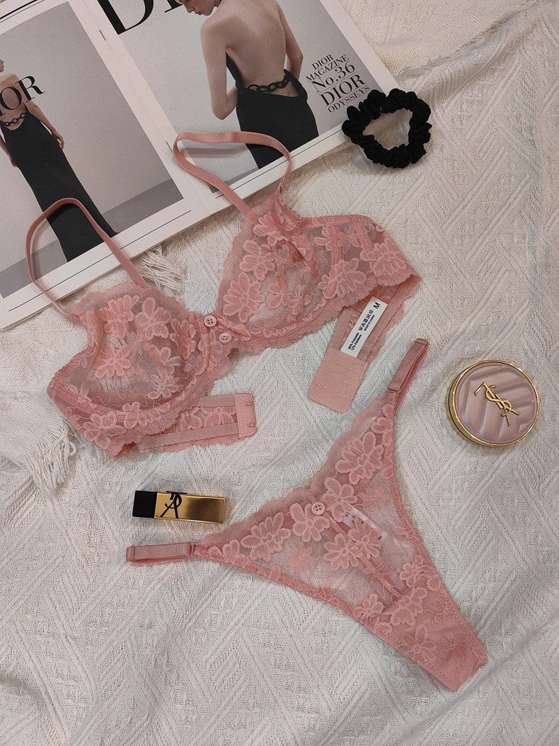 French Ultra-Thin Pure Lace Bra Set – Minimizer, Anti-Sag