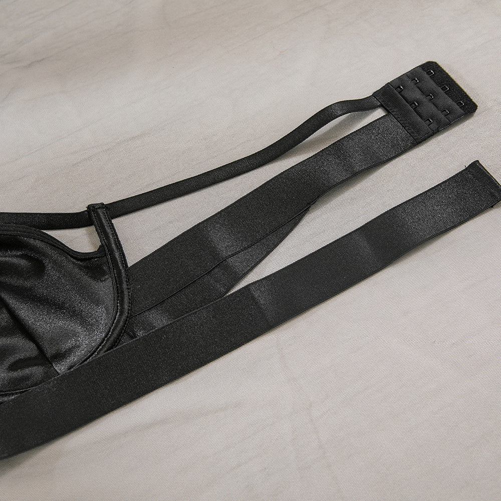 Underwire Cross-Strap Gathering Lingerie Set