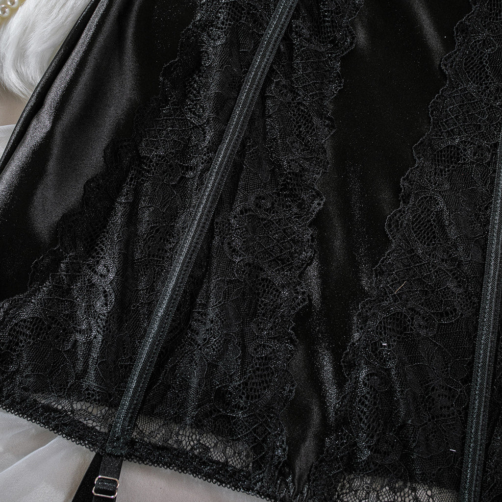 Lace Halter Underwire Gathering Bodysuit