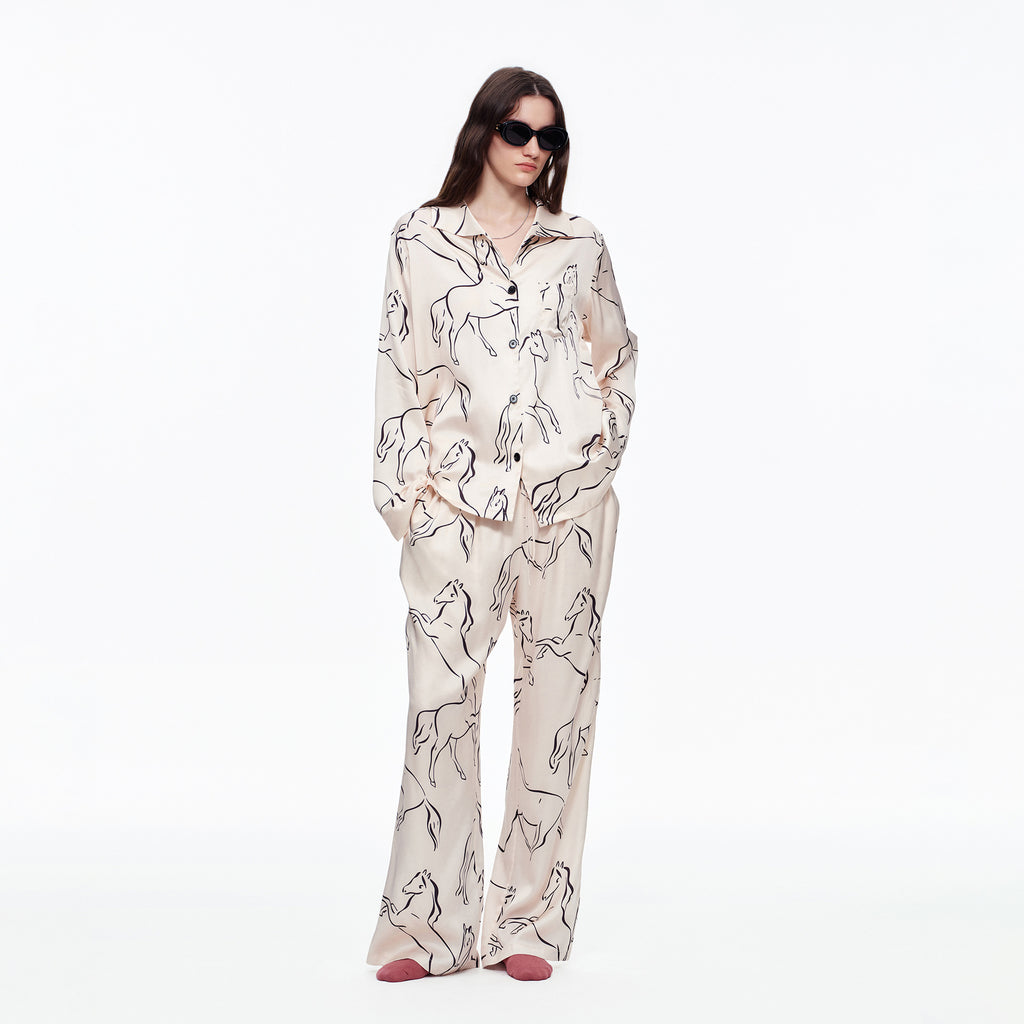 Printed Long Sleeve Pajama Set | Skin-Friendly Comfort Loungewear
