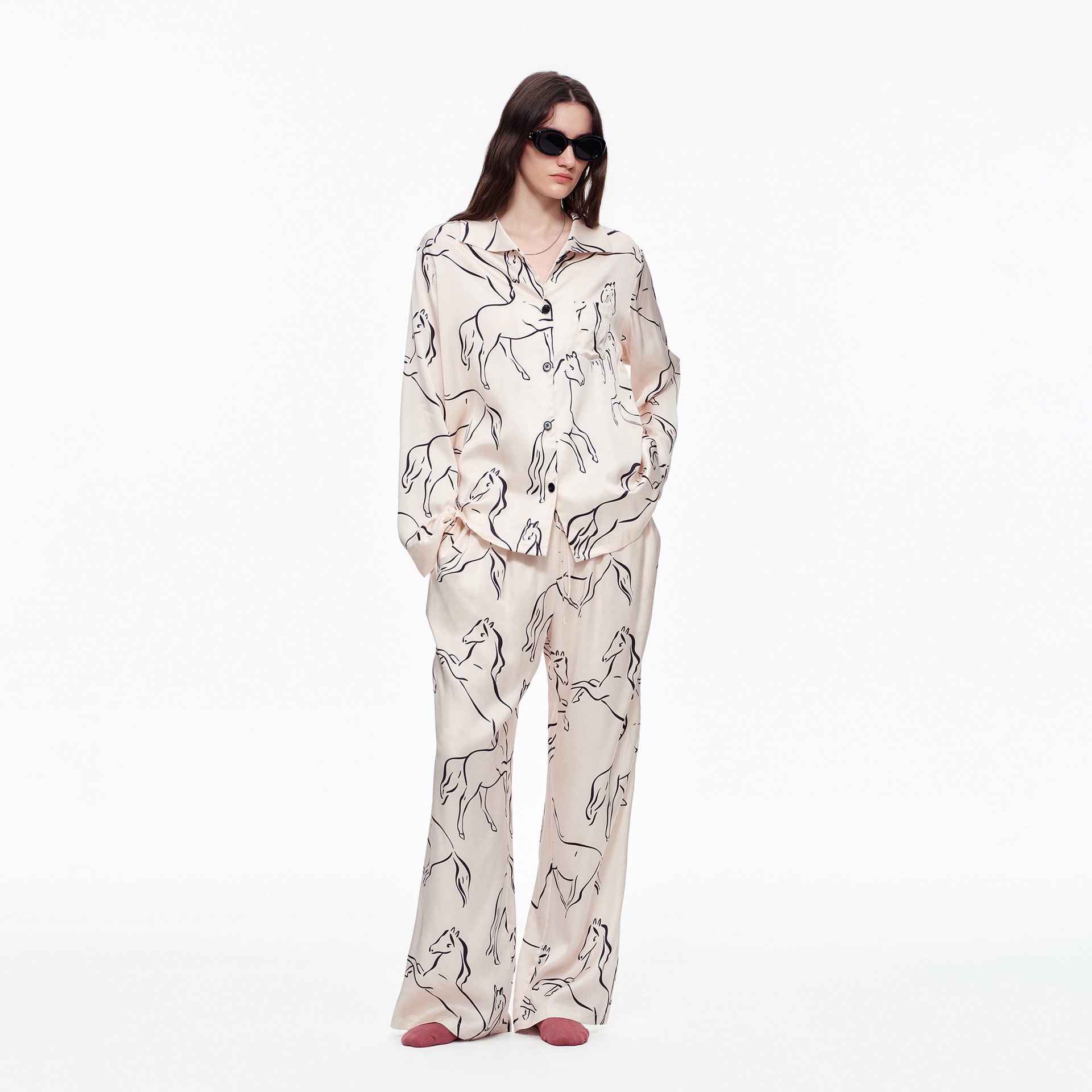 Printed Long Sleeve Pajama Set | Skin-Friendly Comfort Loungewear
