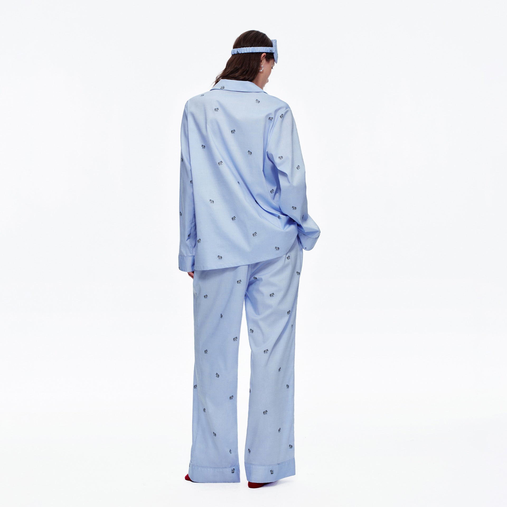 Blue Zebra Print Luxury Two-Piece Loungewear Set | Casual Home Outfit