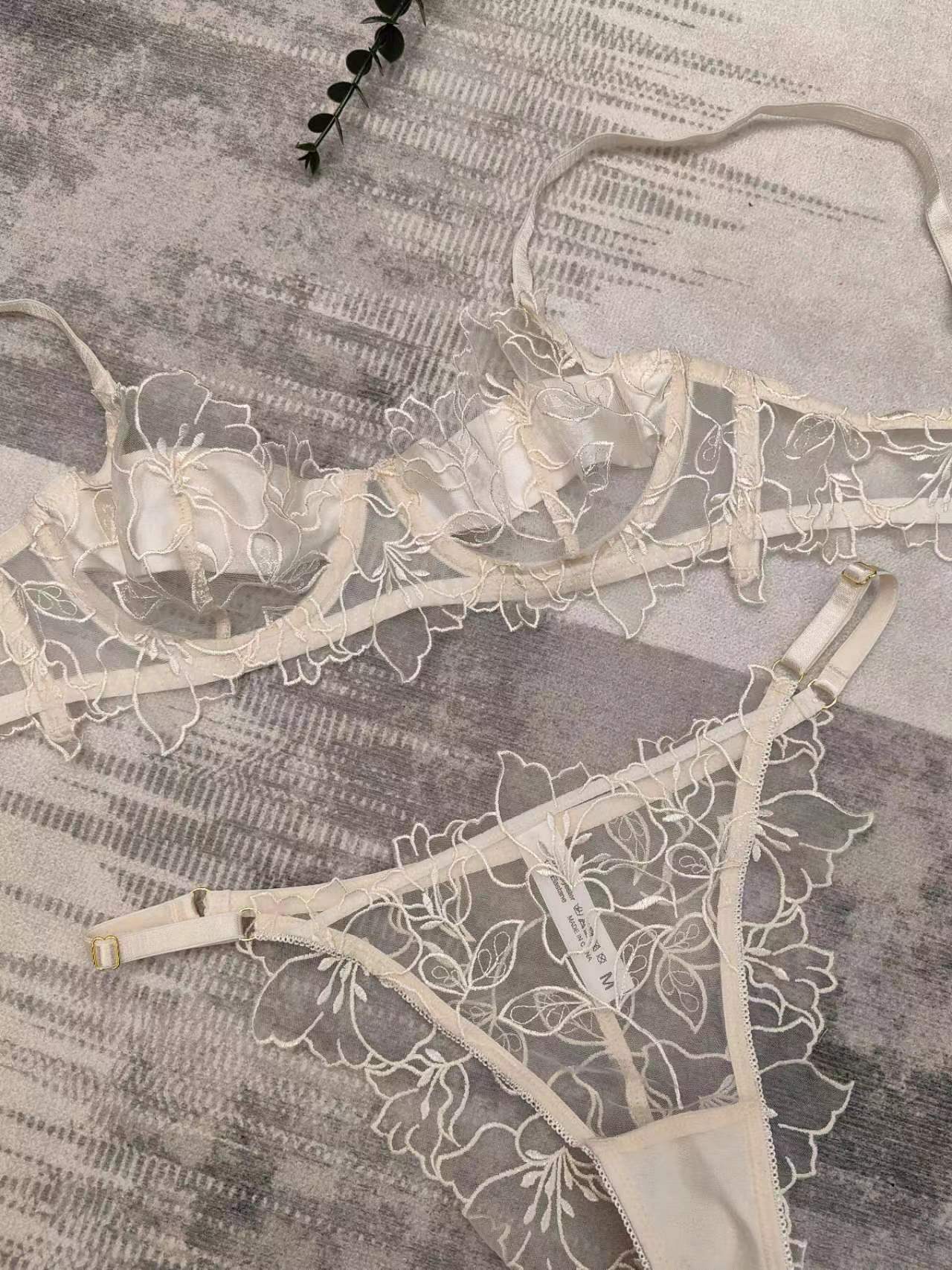 French Embroidered Lace Bra Set – Ultra-Thin, Slimming, Anti-Sag