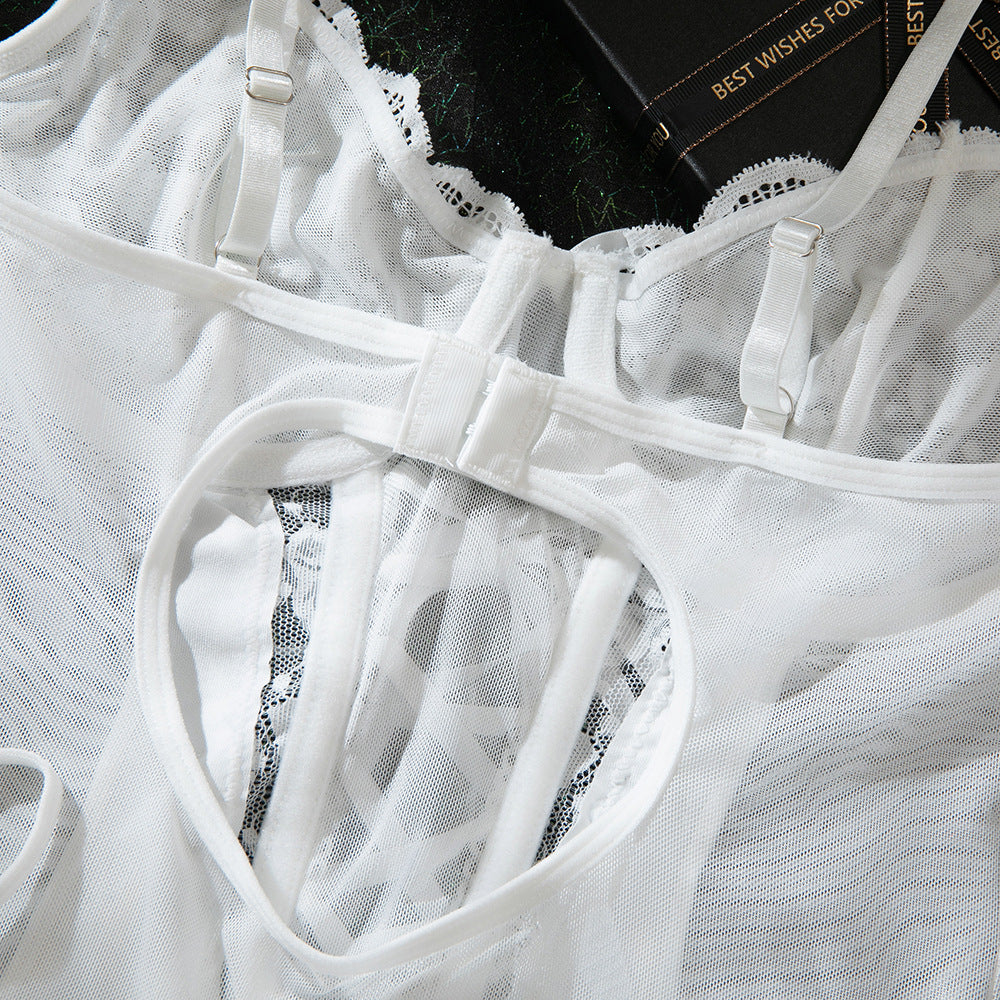 White Lace Bridal Bandeau Corset Lingerie Set