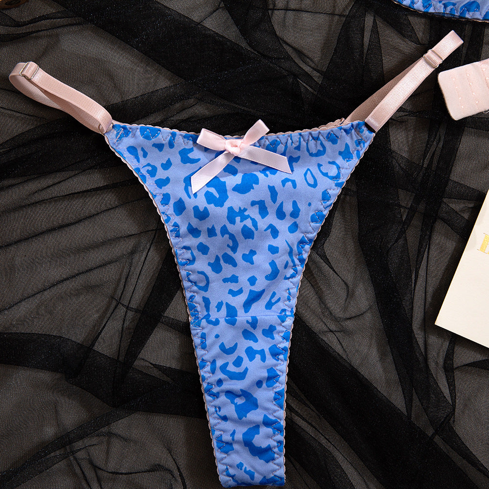 Lace Leopard Patchwork Gathering Bra Set