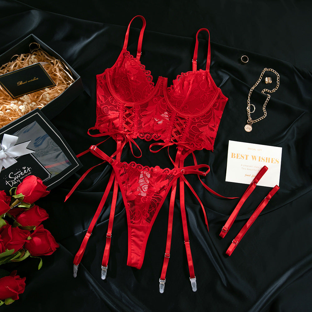 Lace Strap Lingerie Set | Elegant Bra & Brief for Women