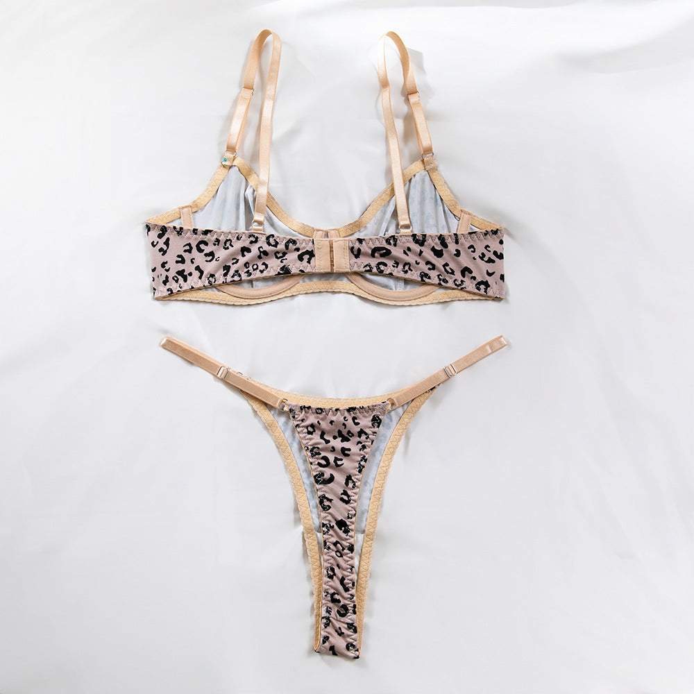 Leopard Print Underwire Lift Comfort Bra Set