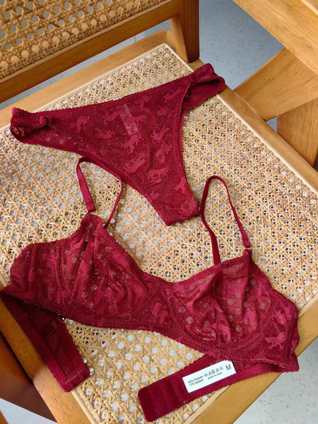 Jacquard Lace Ultra-Thin Sheer Lift Anti-Sag Bra Set