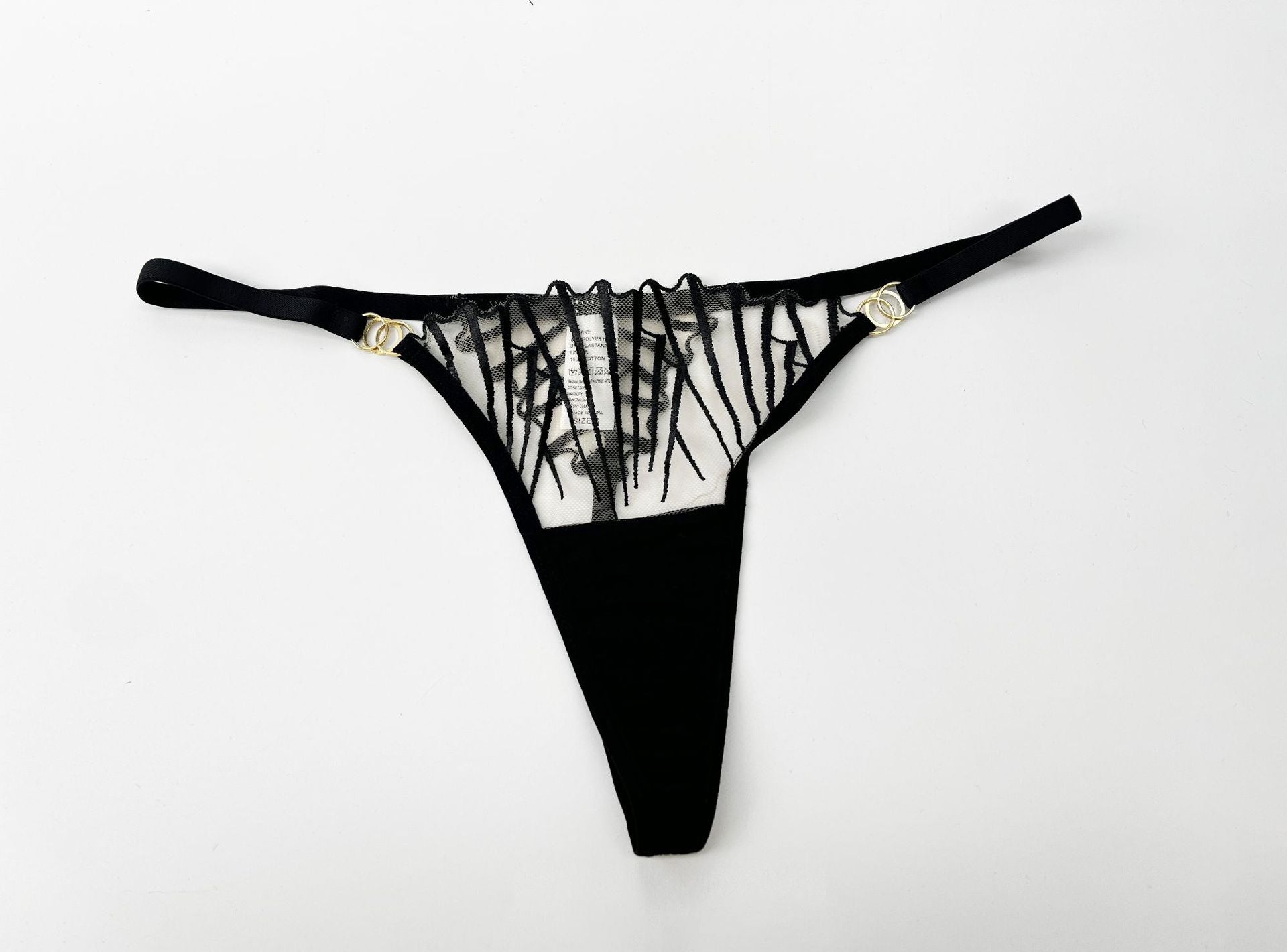 Mesh Embroidery Hollow Bra Set – Sheer, Full Coverage, with Thong