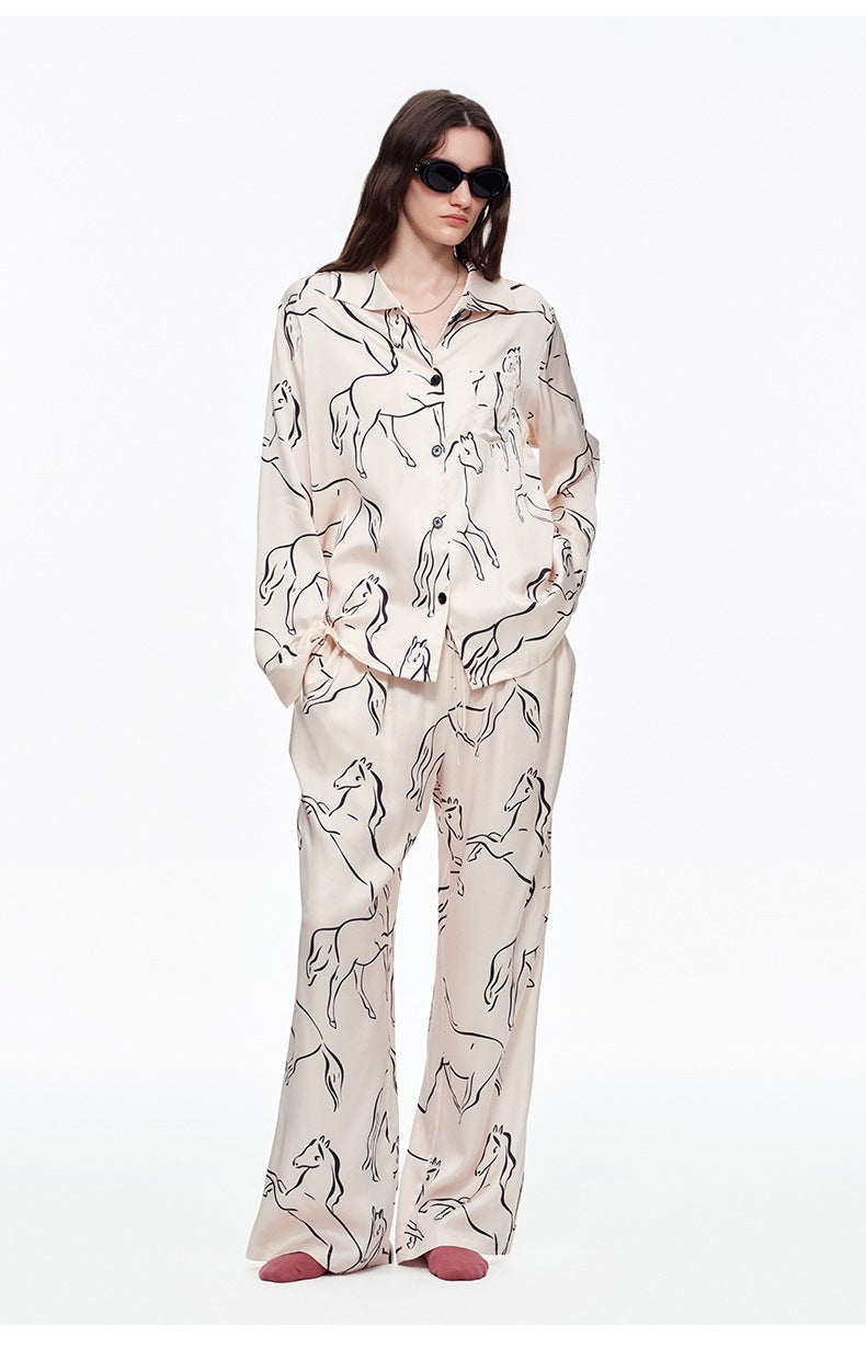 Printed Long Sleeve Pajama Set | Skin-Friendly Comfort Loungewear