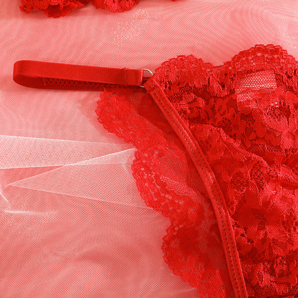 Spaghetti Strap Lace Sheer Sexy Lingerie Set