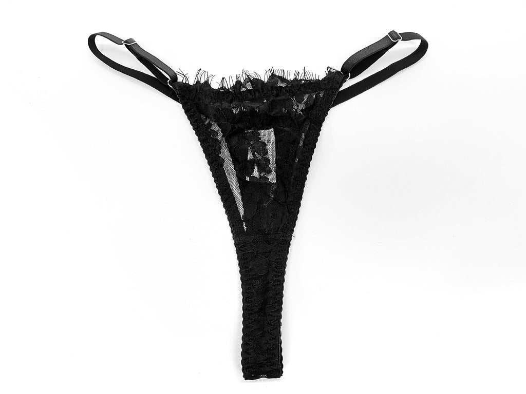 Lace Suspender, Leg Ring & Thong Set – Sheer, Ultra-Thin