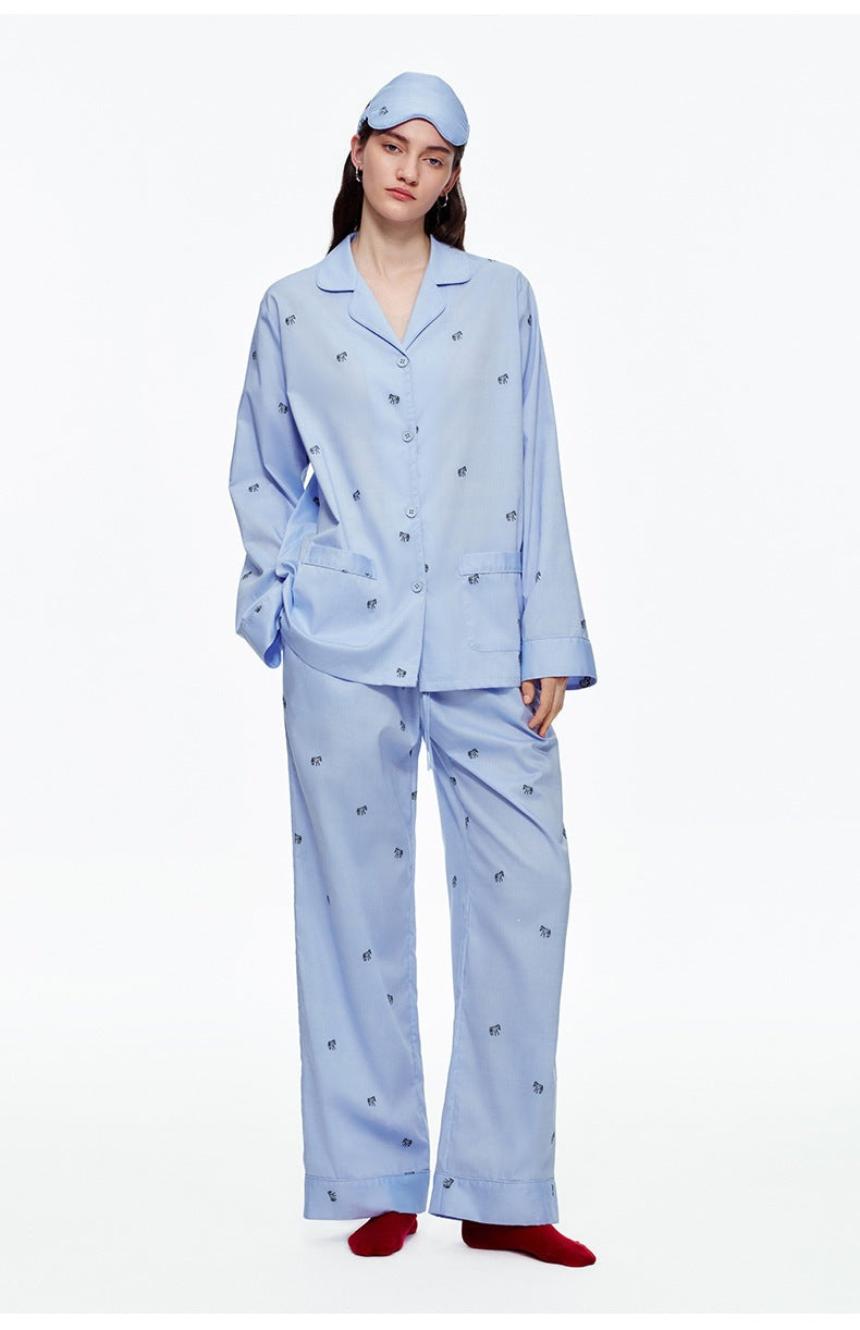 Blue Zebra Print Luxury Two-Piece Loungewear Set | Casual Home Outfit