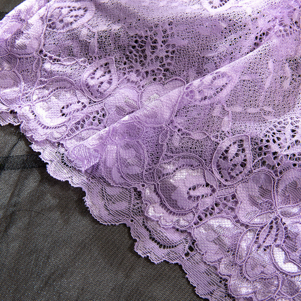 Lavender Lace Bow Bra Mini Skirt Set
