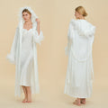 Slip Dress & Hooded Marabou Robe Set | Luxury Ice Silk Sleepwear
