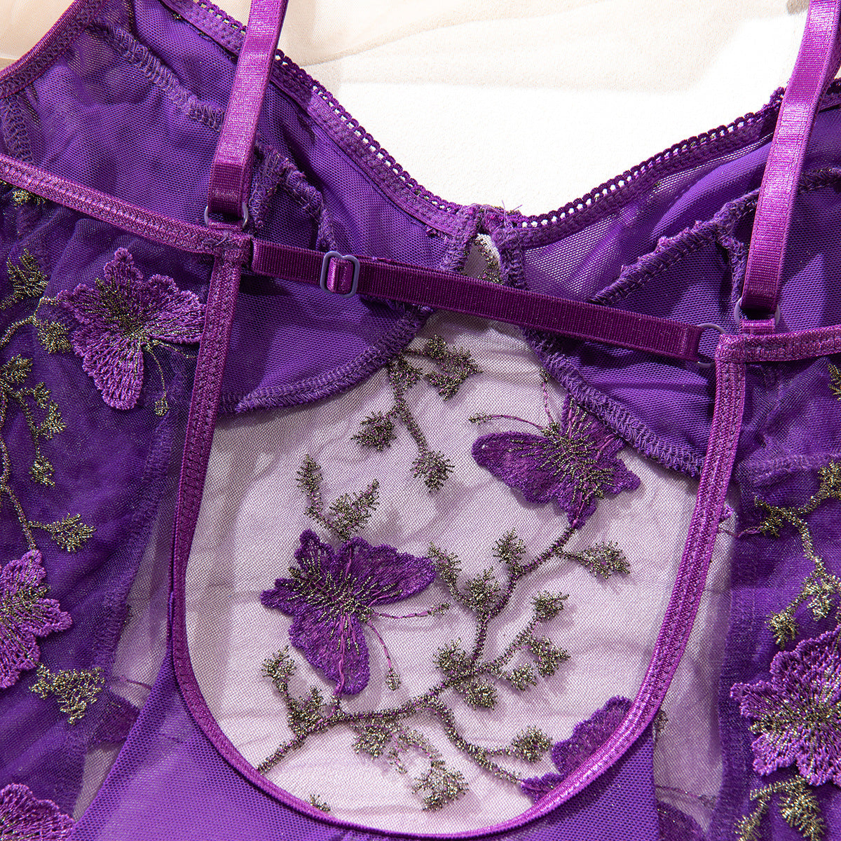 Butterfly Embroidery Slim Fit Bodysuit