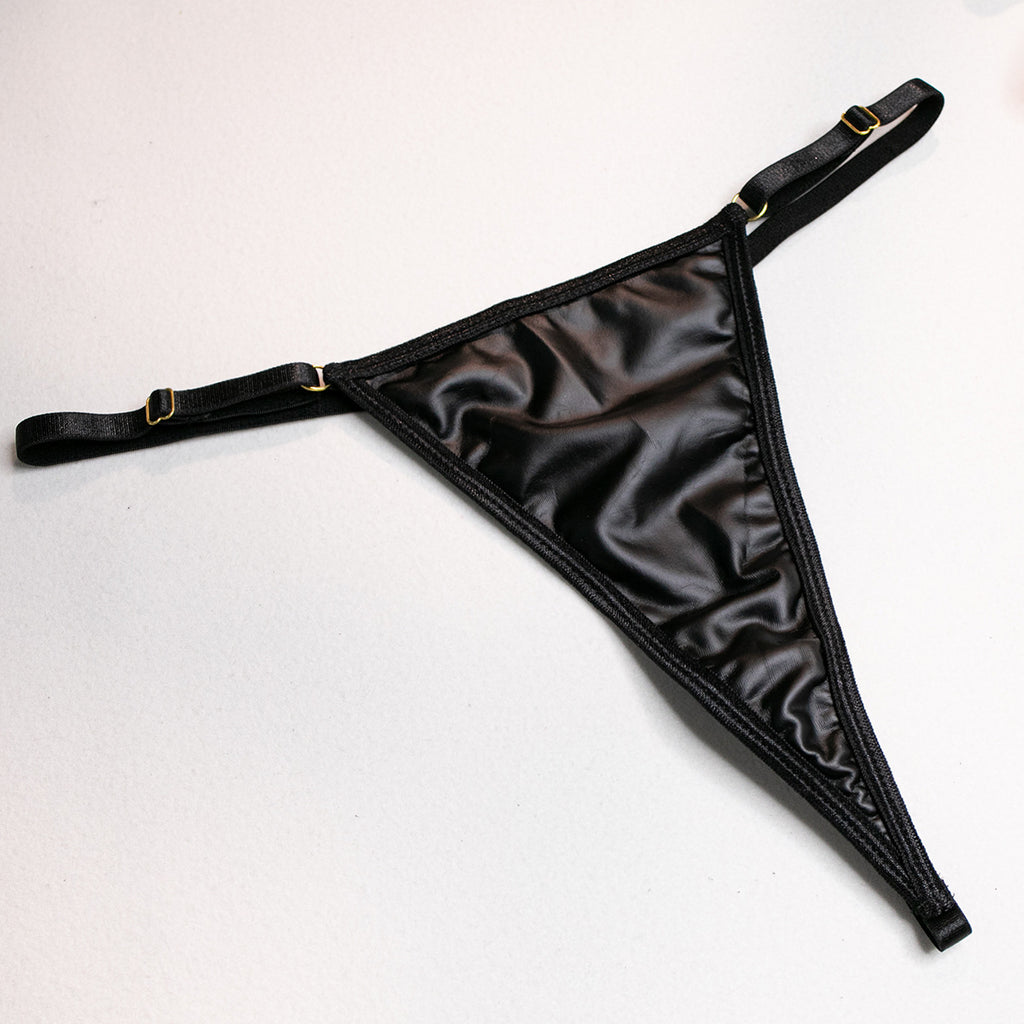 Leather Chain Halter Waist Seal Lingerie Set