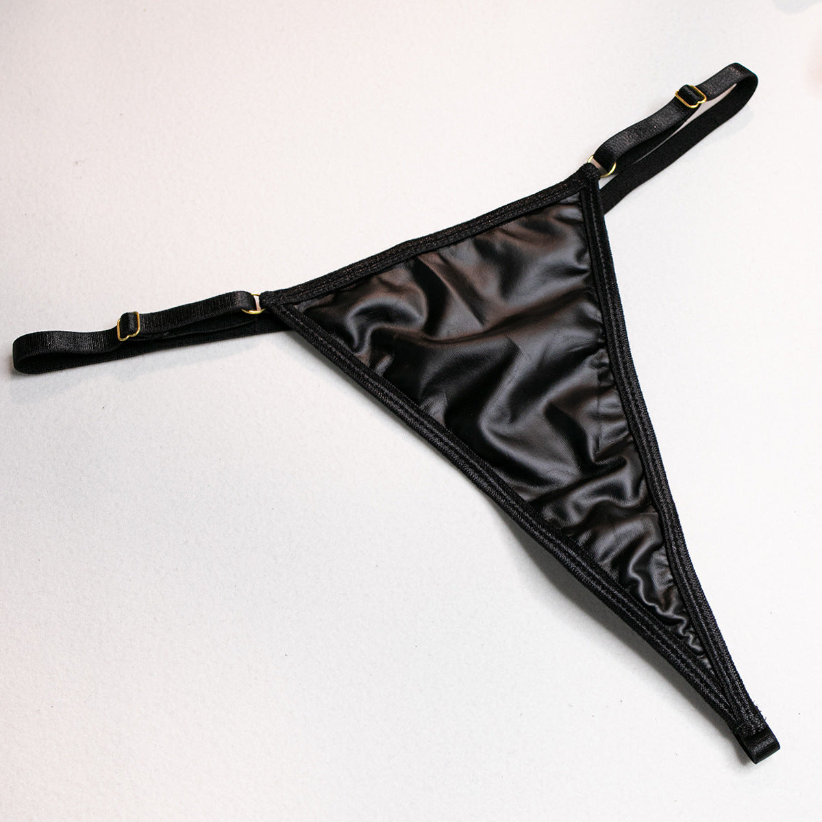 Leather Chain Halter Waist Seal Lingerie Set