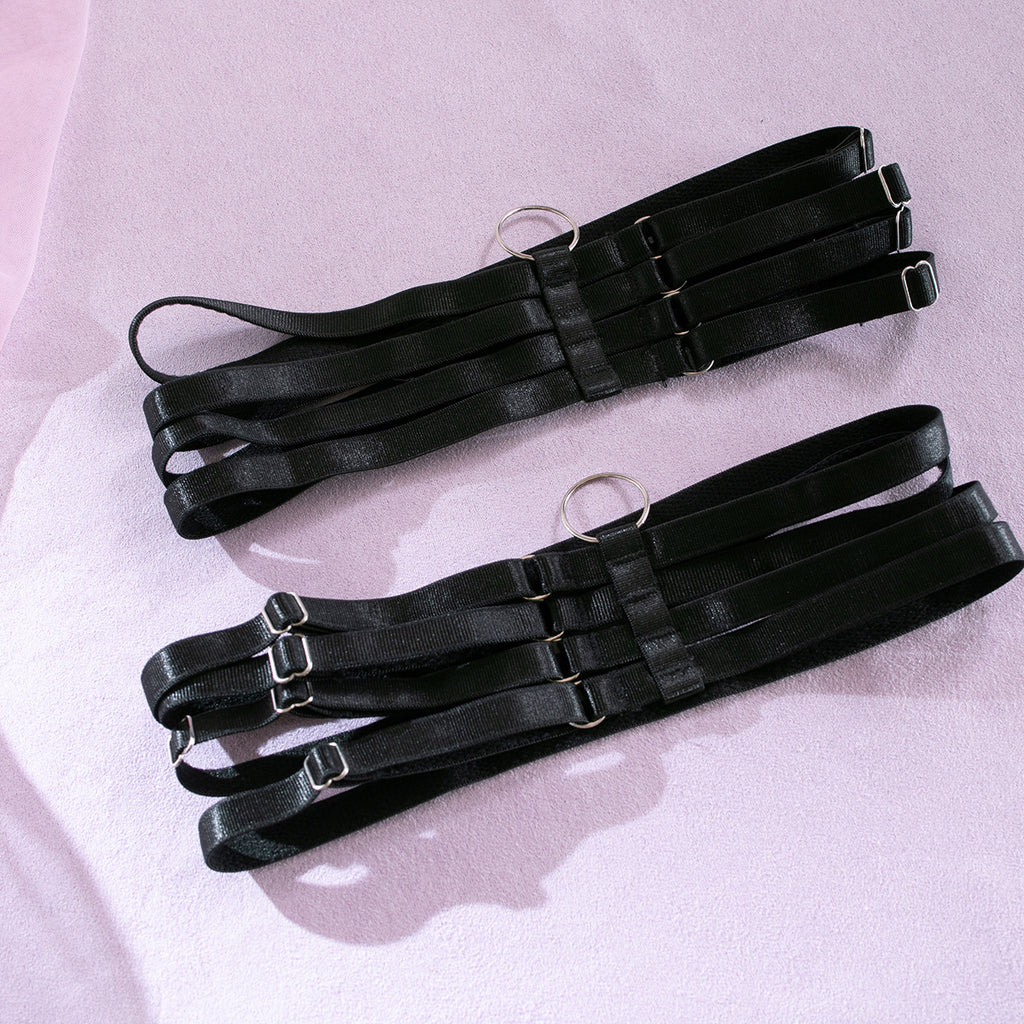Noir Mesh Strap Splice Sheer Lingerie Set
