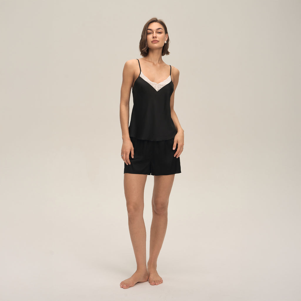 Lace Spaghetti Strap Shorts Pajama Set — Comfortable Summer Loungewear