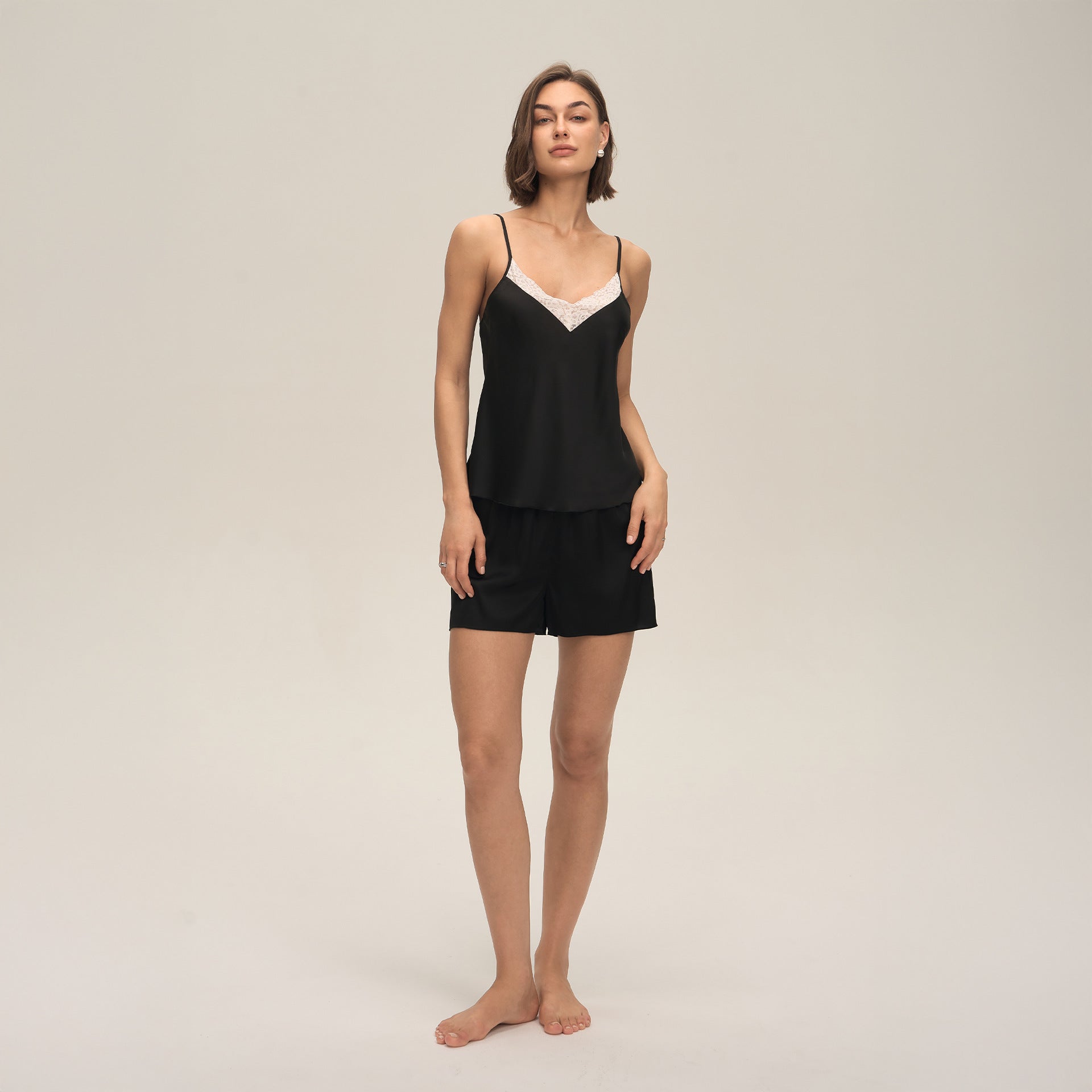 Lace Spaghetti Strap Shorts Pajama Set — Comfortable Summer Loungewear